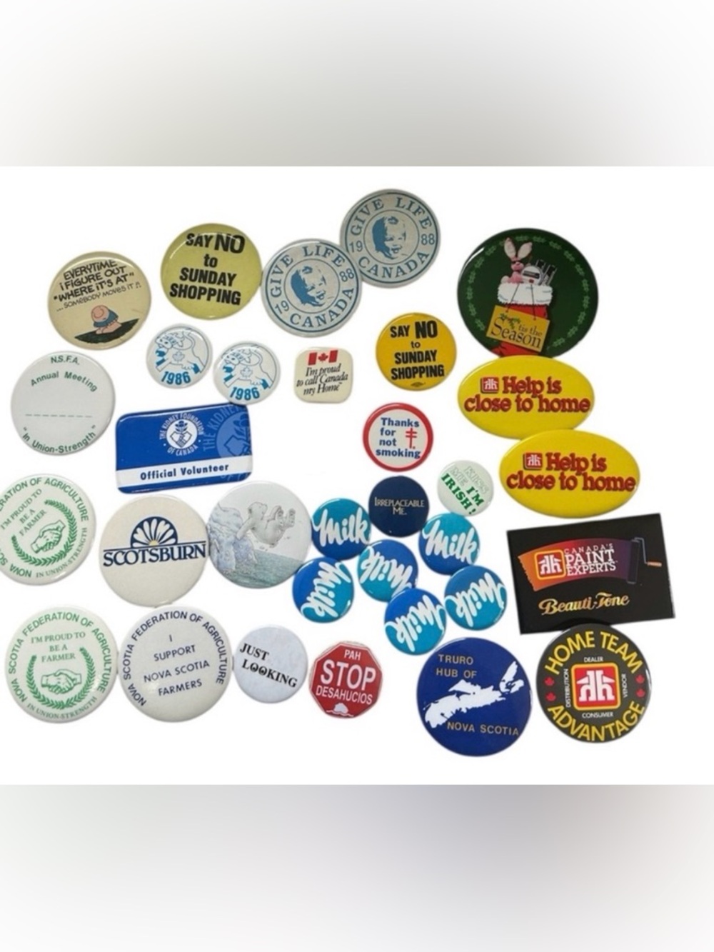 VINTAGE CANADIAN PINBACK BUTTONS LOT NOVA SCOTIA PINS CANADA